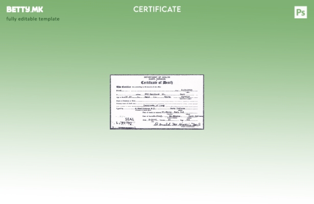 Модерен стил на американското Министерство за здравство Шаблон за потврда за смр